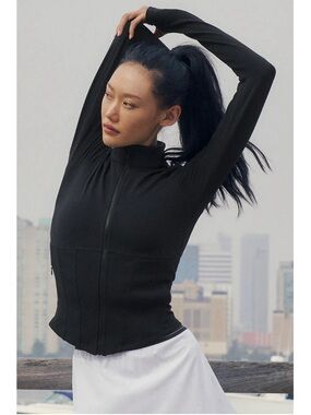 Alo Airbrush Corset Full Zip Jacket in Black